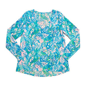 Lilly Pulitzer Womens Etta Long Sleeve Top Tee Shirt Size M Lightweight Resort